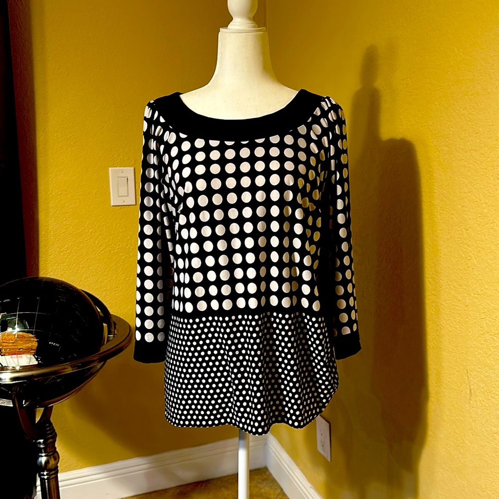 Black and white polkadot top